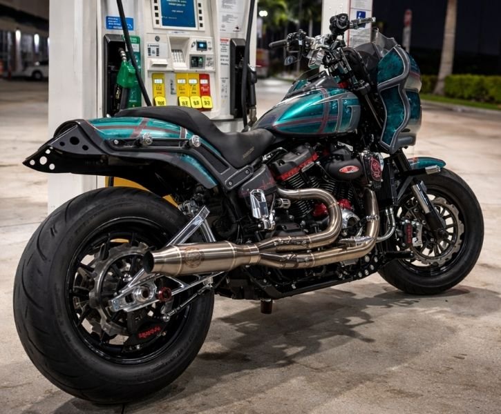 Custom performance motorcycle build by Evolution Performance in New Braunfels, TX with upgraded exhaust and suspension components